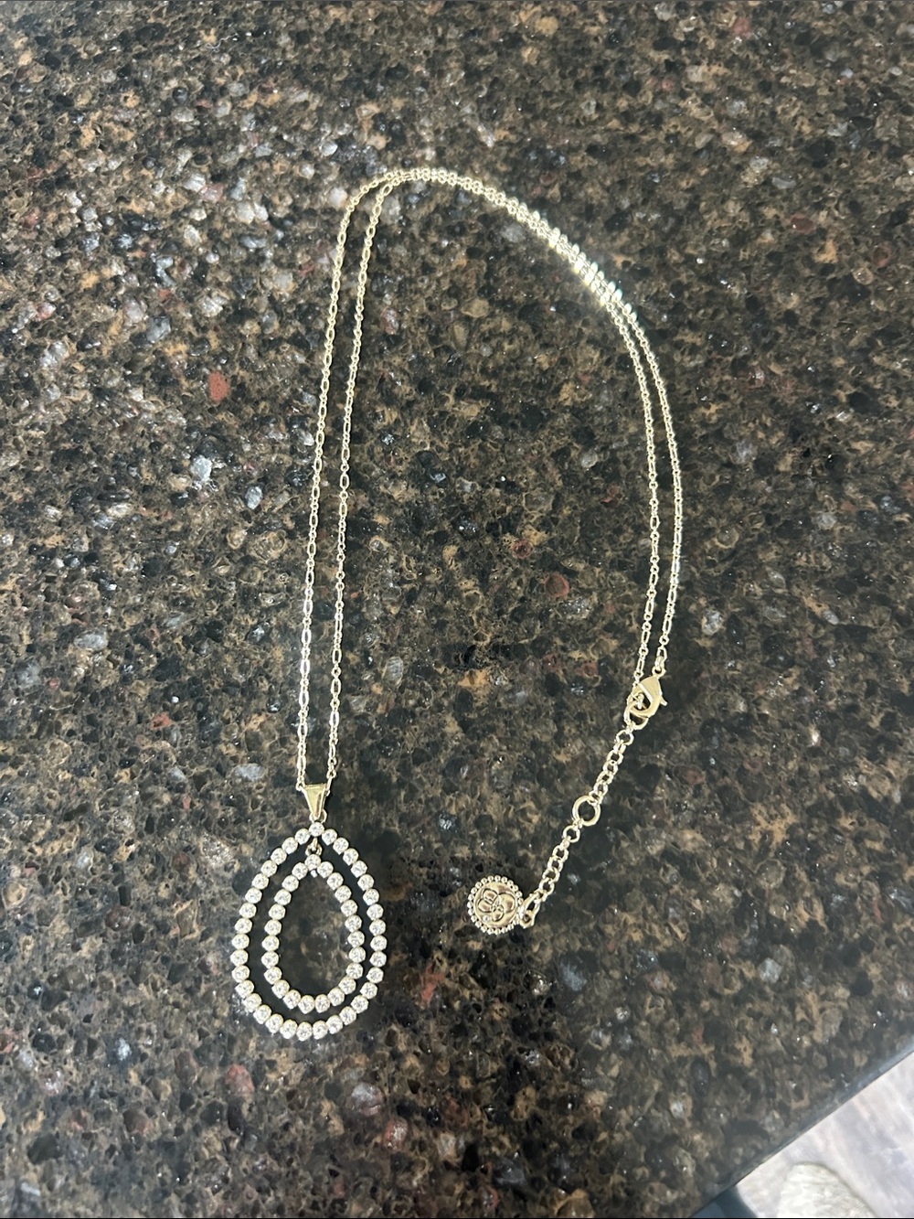 Jessica Simpson Gold Double Teardrop Crystal Necklace